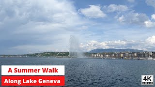 Summer Walk along Lake Geneva, Switzerland [4K]
