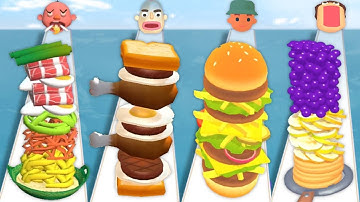 NOODLE RUN vs SANDWICH RUNNER vs BURGER RUSH vs PANCAKE RUN - New UPDATE Gameplay Walkthrough