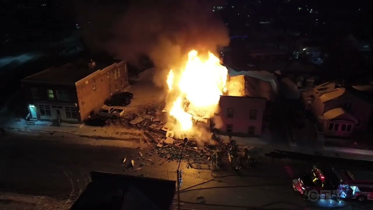 Video shows huge fire and explosion that destroyed apartment in Ontario
