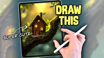 PROCREATE Landscape Drawing Tutorial - EASY steps Tiny Treehouse