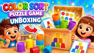 Amazing Ball Sort Puzzle Game Unboxing 🔴 ASMR Toddler Color Learning | Satisfying Kids Toy Video