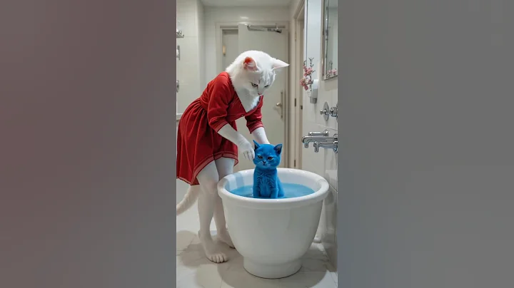 This Cat Found the BLUE Pool! 😂🐈💙🐾#cat #cute #funny #shorts #trending #ai #mustwatch #shortsfeed