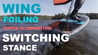 Changing feet, switching stance, in wingfoiling / wingsurfing. Jalkojen vaihto siipisurffauksessa.