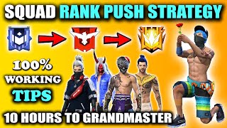 10 Hours To Grandmaster || How To Push Rank in Squad To Grandmaster || Free Fire Rank Push Tips 2020