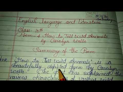 Class 10th  Poem -4 How to Tell Wild Animals (Summary) - YouTube