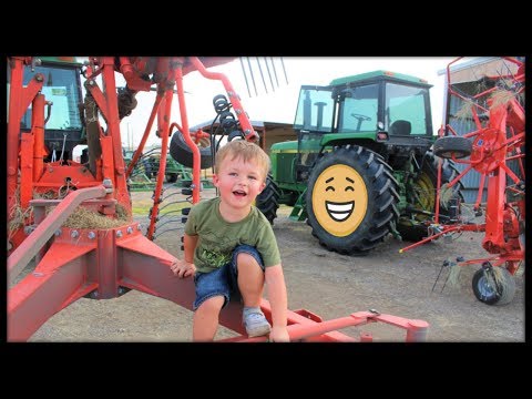 Tractor videos for kids | Using hay tedder and rake on the farm