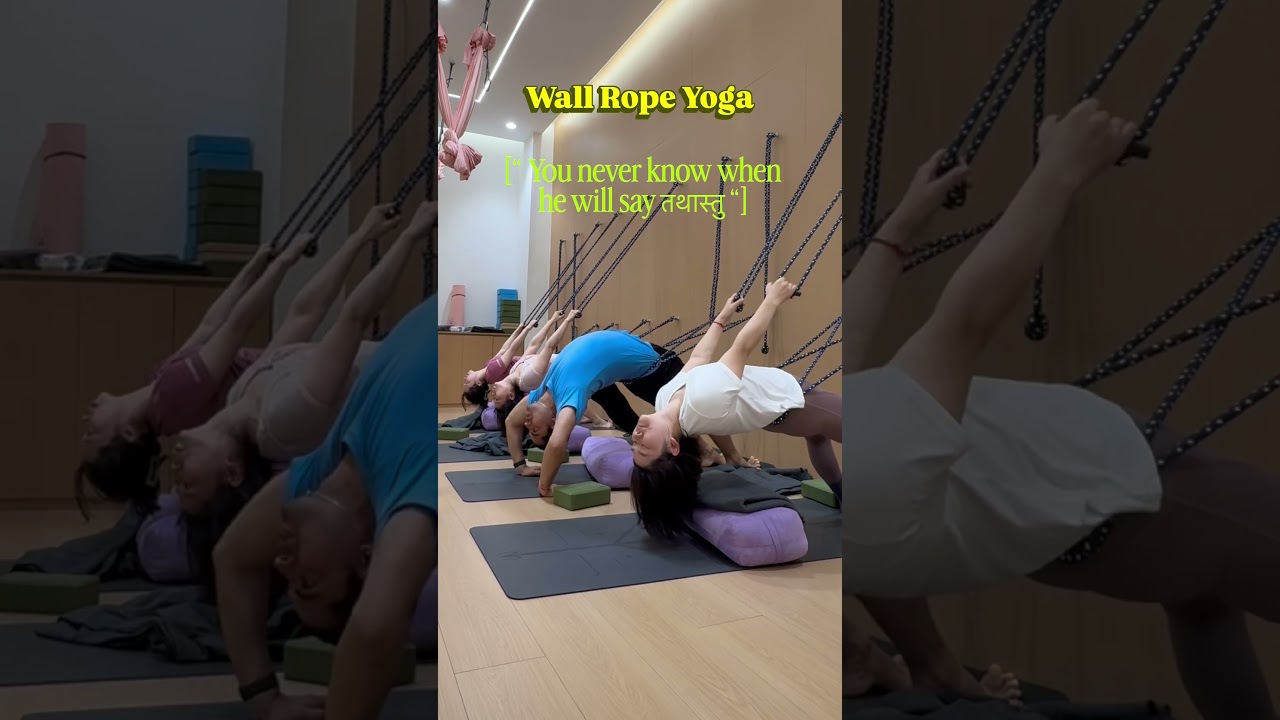 Wall Rope Yoga Gone Hilarious! 😂 "You Never Know When He'll Say AUNG!" | Desi Yoga Comedy #yoga