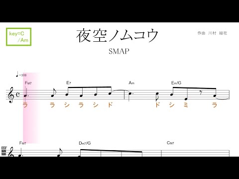 夜空ノムコウ (SMAP) key=C/Am／ドレミで歌う楽譜【コード付き】