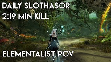 Gw2 [qT] Daily Sloth 2:19 min Kill [4:41 min left] | Elementalist PoV (STAFF)(1st Shroom)
