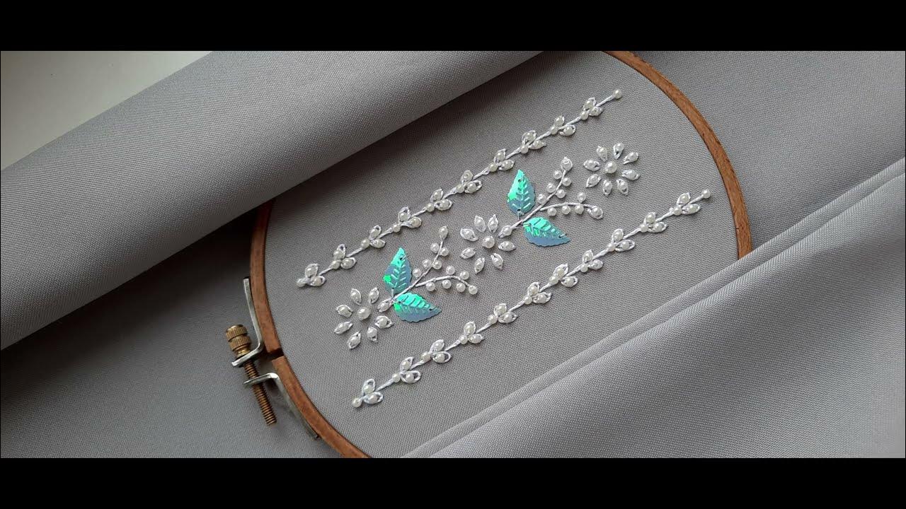 hand # embroidery#broder line # hand embroidery design for dress withs  small beads - Y…