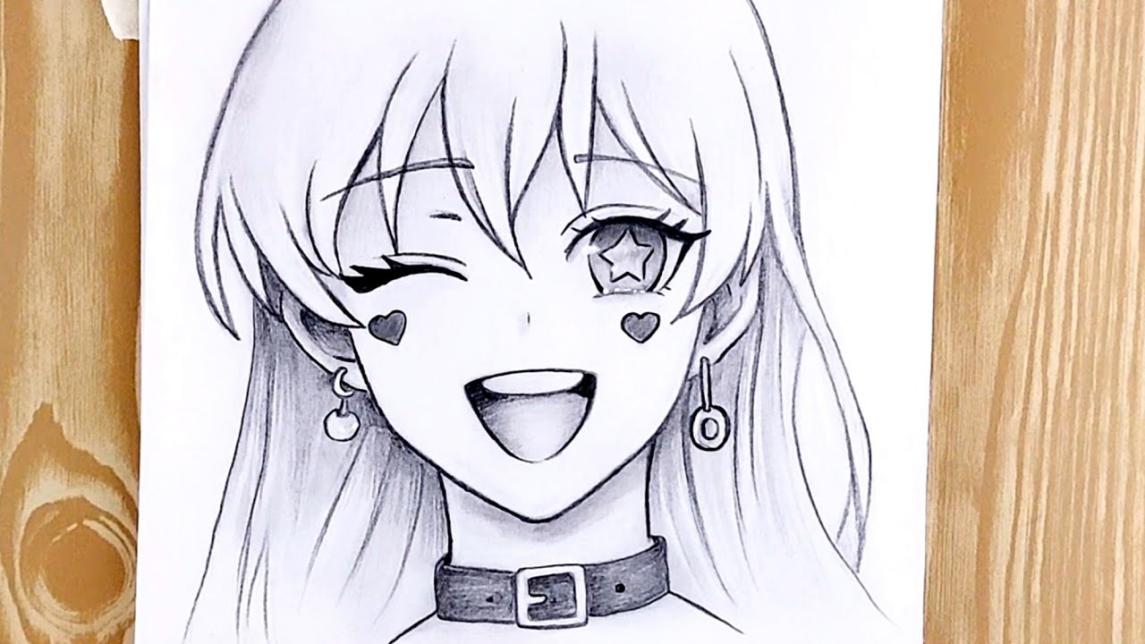 Cómo dibujar una linda chica de anime, dibujo a lápiz de anime para ...