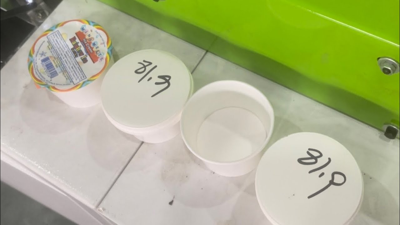 Film seals flat rim ice cream paper cup lid cover forming & packing ...