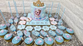 روتين طلبية كيك ديزاين فروزن مع بوبس كيك ماكنوم وصابلي للمبتدئات ..cake design frozen