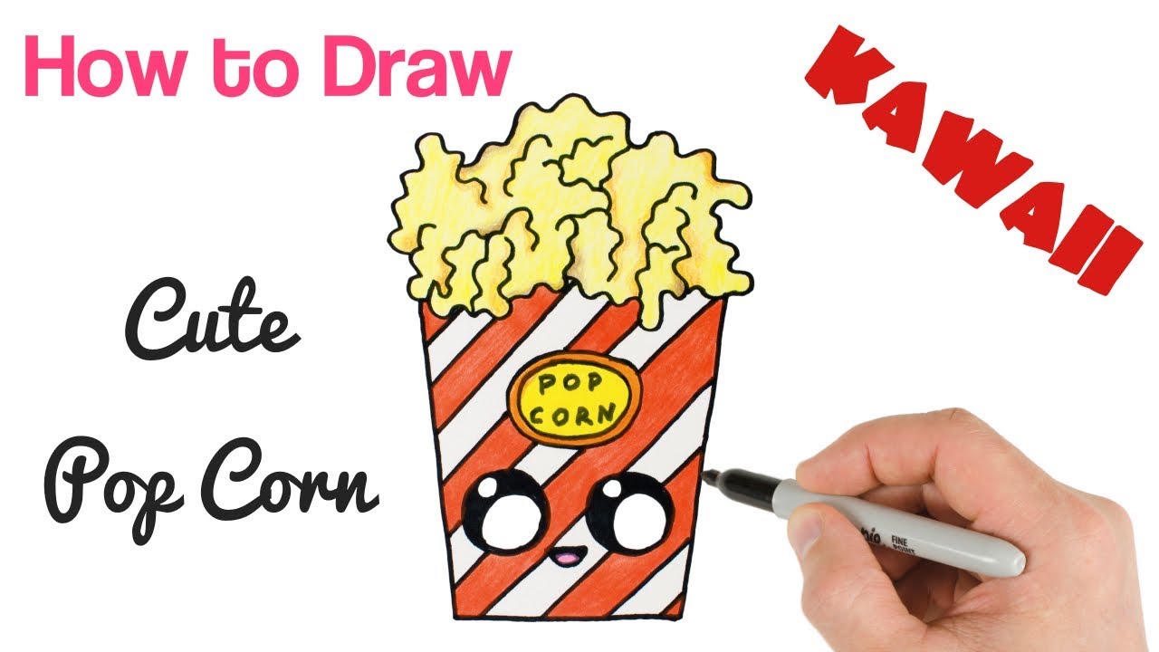 How To Draw Funny Popcorn Cute And Easy Youtube