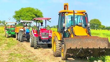✅New Jcb 3dx Backhoe Machine Loading Red Mud In Mahindra and Swarai Tractor|Jcb and TractorCartoon 🔥