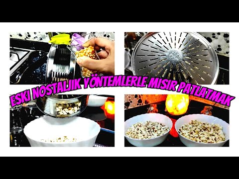 🍿 Nostaljik Ocak Üstü Yağsız Tuzsuz Mısır Patlatma Tavasında PopCorn Keyfi | Diyet Mısır Patlatma  🍿