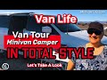Solo Female Minivan Camper Tour.  Travel In STYLE. She ❤️ GADGETS Too!