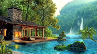 Fresh Summer Morning 🌥️ Smooth Jazz Piano Music in Cozy Outdoor Porch Lakeside Ambience for Relaxing
