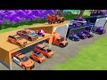 TRANSPORTING CARS, FIRE TRUCK, POLICE CARS, AMBULANCE OF COLORS! WITH TRUCKS! - FARMING SIMULATOR 22