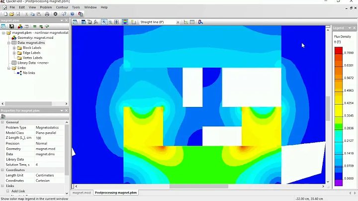 Simulation of a permanent magnet and a steel keeper with QuickField FEA software.