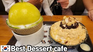 [Korea33] Best Korean BINGSU dessert cafe??? Melon \& Red bean shaved ice!!