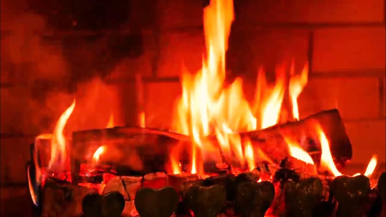 Christmas Ambience FIREPLACE ☆ YULE LOG ☆ Upbeat GUITAR Carols