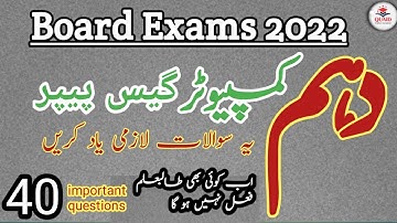 10th Class computer guess paper 2022