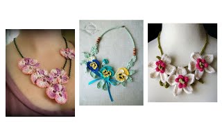 unique and stylish ladies crochet flower necklace design