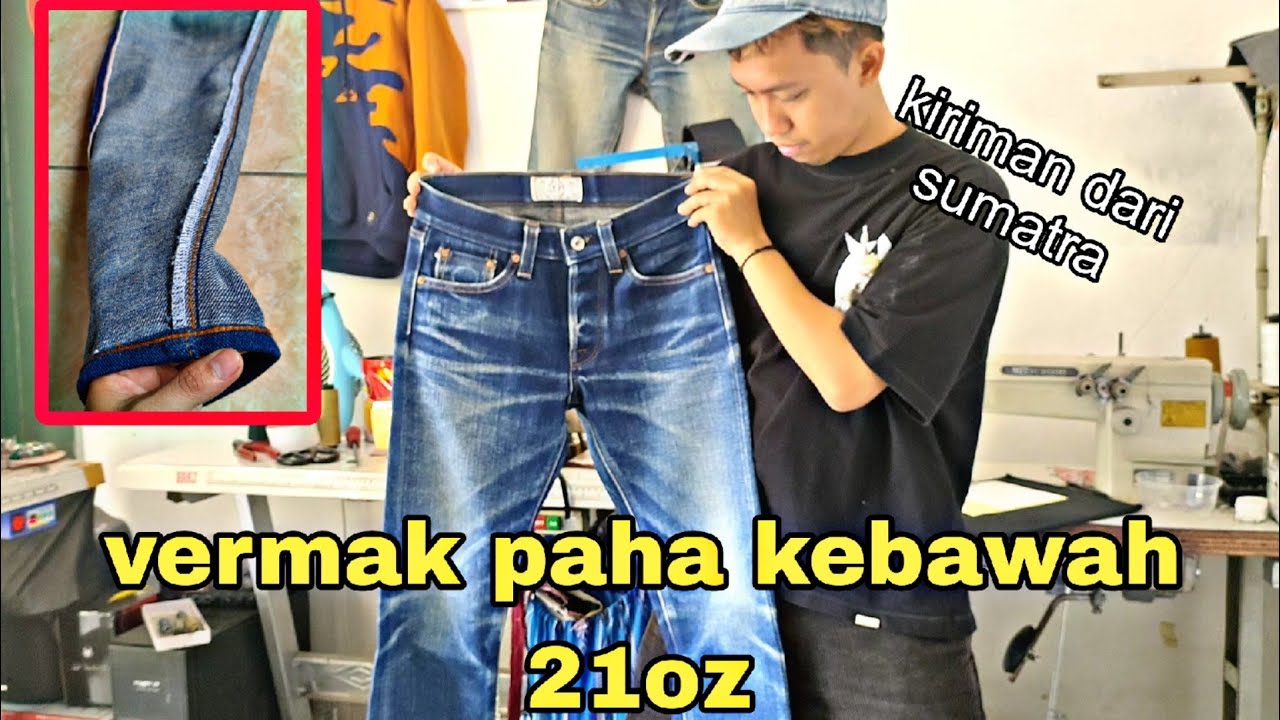 PERMAK DENIM PAHA KEBAWAH 21OZ JAHIT RANTAI