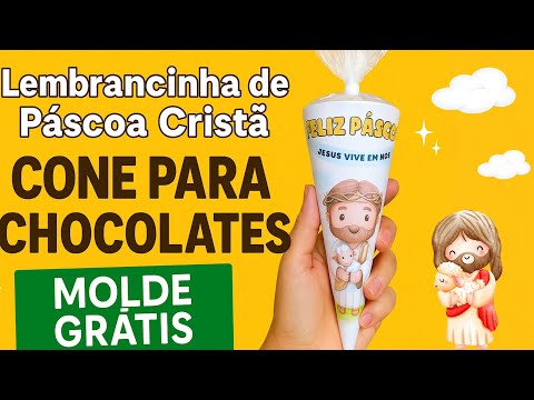 Lembrancinha de Páscoa Cristã: Cone simples, prático e barato. Molde Grátis para Imprimir