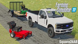 Lawn Care With NEW Setup! (Exmark Mower) | FS22 Landscaping