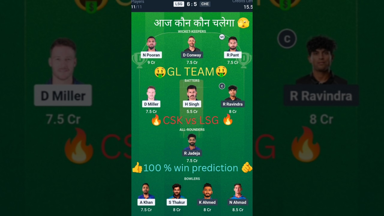 Csk vs Lsg Match Prediction Today|| Today Match Prediction CSK vs Lsg|| Dream Team Best Prediction