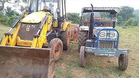 JCB Backhoe Machine Making Drain and Loading Soil in Tractor- JCB Working For Road Construction 7657