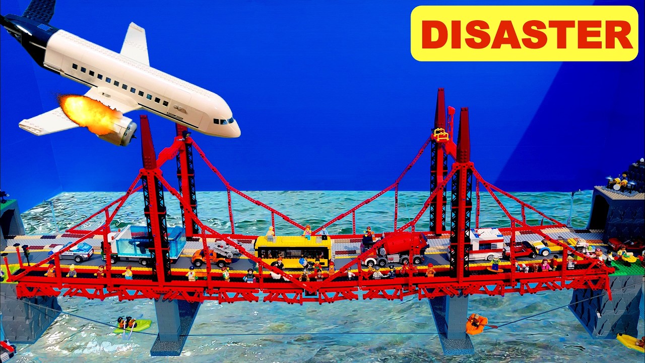 LEGO PLANE hits BRIDGE - DISASTER Movie 4K 60 Fps - ep 93