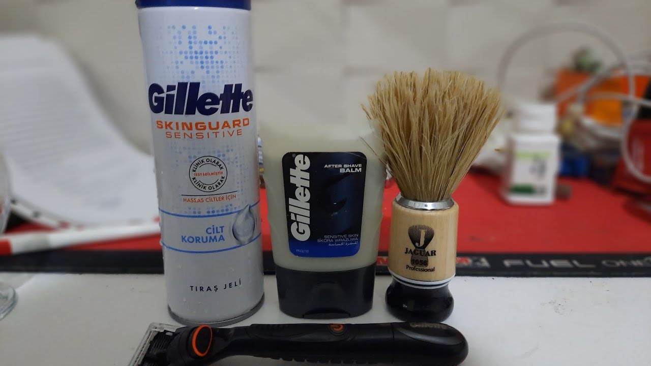 Gillette Collection (Fusion Power - Gillette Skinguard Tıraş Jeli - Jaguar 1056 Tıraş Fırçası)