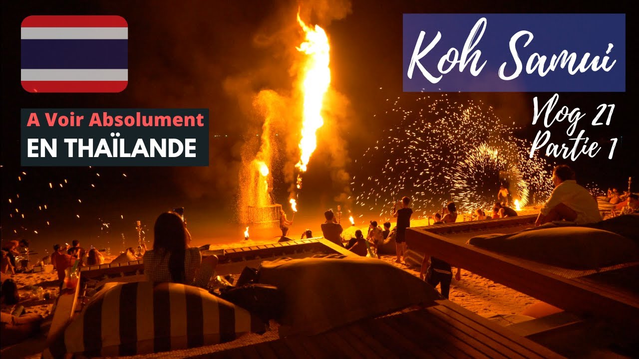 Spectacle de feu sur la plage, Chaweng Beach, Ko Samui, Thaïlande