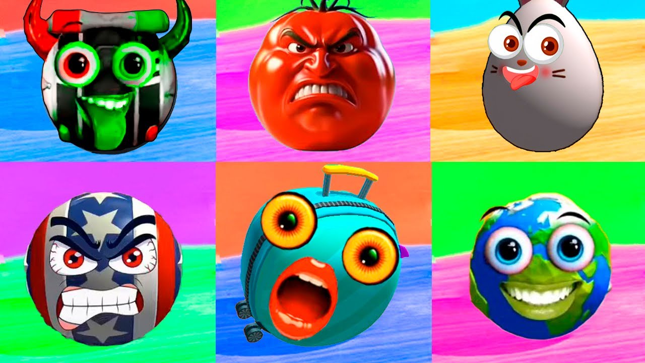 Collect Token with Rabbit, Captain, Tomato, Police, Bag, Earth in Going Balls Challenge! Race 983