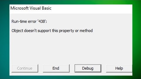 Excel VBA - Microsoft Visual Basic - Run Time Error 438 - Object Doesn