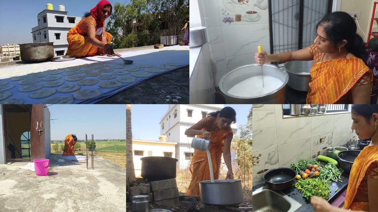 #तांदुळाचे पळी👍पापड खाना🤷सुखाचं नाही नवऱ्याच्या🙇शिव्या खात पळी पापड्या बनवणे उन्हामध्ये🙂‍↔️खूप धावपळ