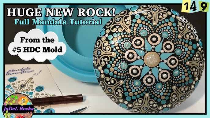 Dot mandala painting on a molded art stone from The Happy Dotting Company  step by step - 288 