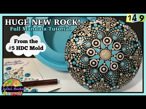 IT'S SO BIG! NEW #5 mold from Happy Dotting Company! Full Mandala Tutorial  on this HUGE Rock! 