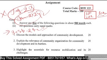 BSW 123 Solved Assignment 2023-24 | BSW 123 Solved Assignment 2023-24 in English | BSW 123 IGNOU