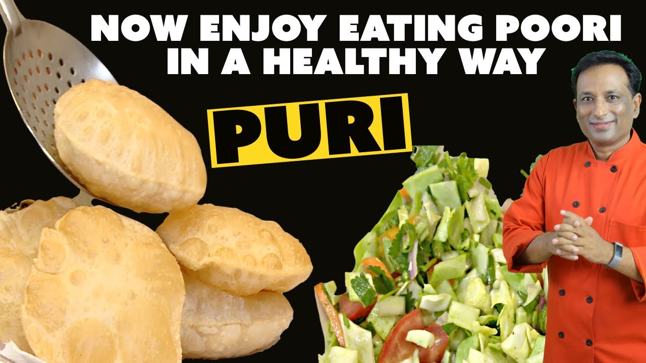 Puri with mashed potatoes and cabbage salad, breakfast special Puri with salad and potatoes, Aloo￼ | Vahchef - VahRehVah