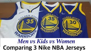 Nike NBA Swingman Jersey Comparison Men vs Women vs Kids