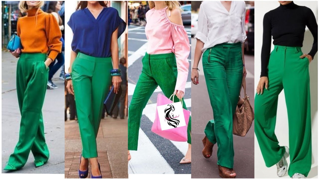 Green colour ladies pant matching t- shirt blouse and kurti/ Green pant ...