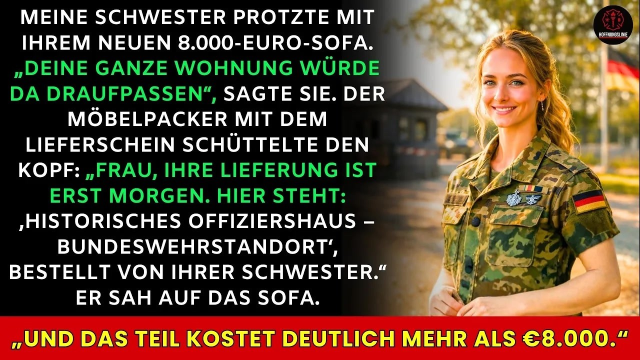 „Deine ganze Wohnung passt aufs Sofa“, lacht sie – dann sagt der Lieferant： „Warte…“