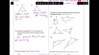 Honors Geometry 7-3 Worksheet Key Video