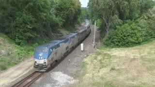 2022-06-10 Westbound CP Freight meets eastbound Amtrak 8 at Red Wing