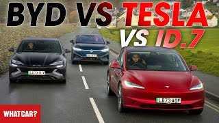 NEW BYD Seal vs Tesla Model 3 vs VW ID.7 - best EV? | Road trip costs compared! | What Car?