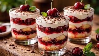 Cherry tiramisu without an oven in 10 minutes | ASMR cooking Cherry tiramisu without an oven in 10 minutes | ASMR cooking